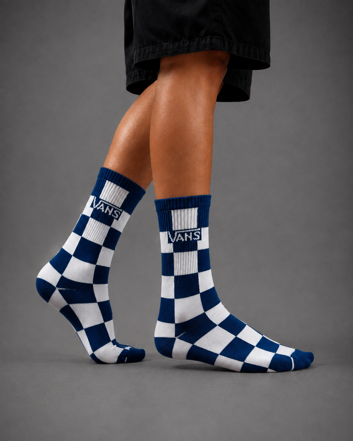 Navy Blue Checkerboard Socks