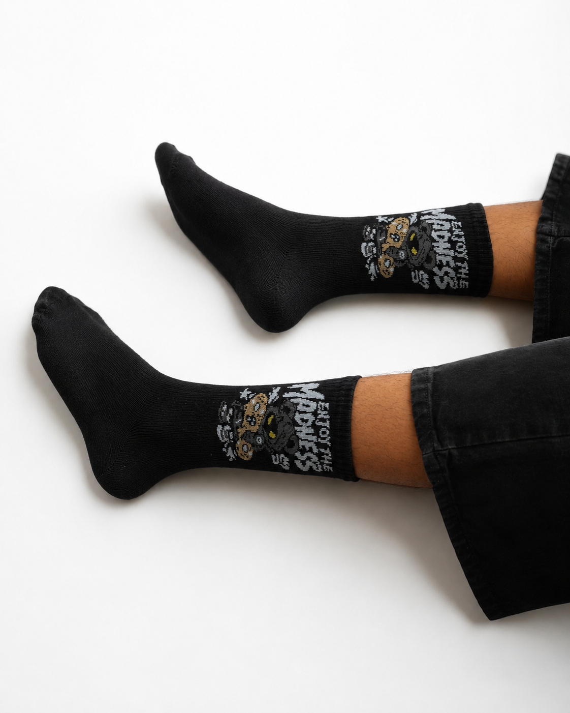 Black Graphic Crew Socks | Premium Streetwear