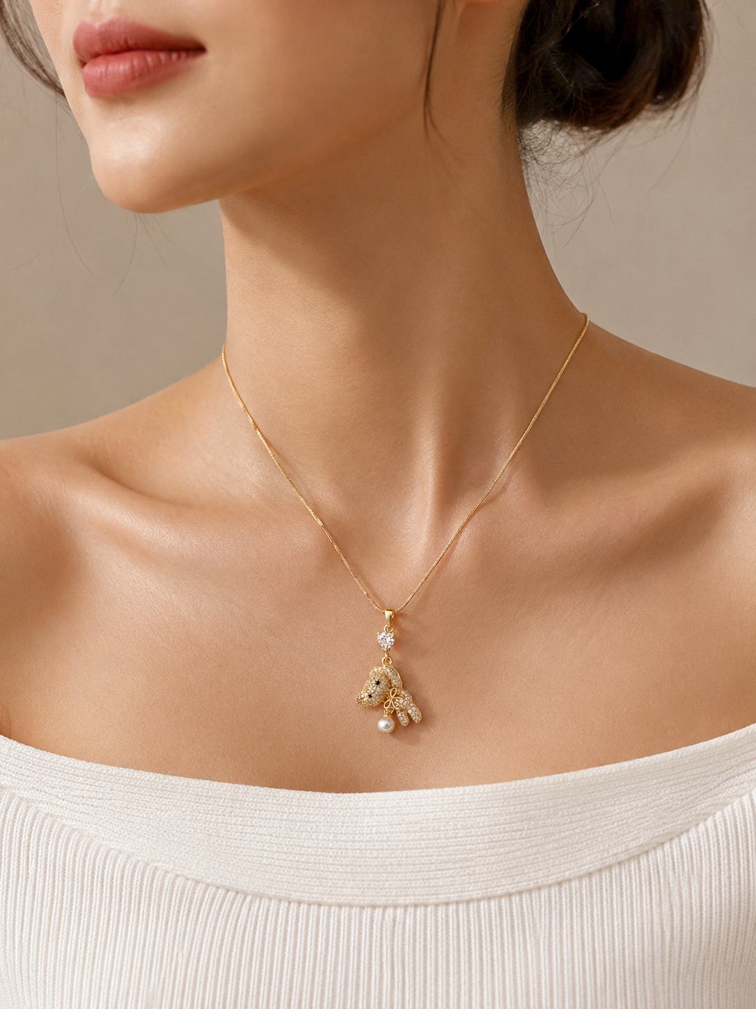 Pearl Teddy Necklace