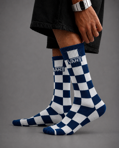 Navy Blue Checkerboard Socks