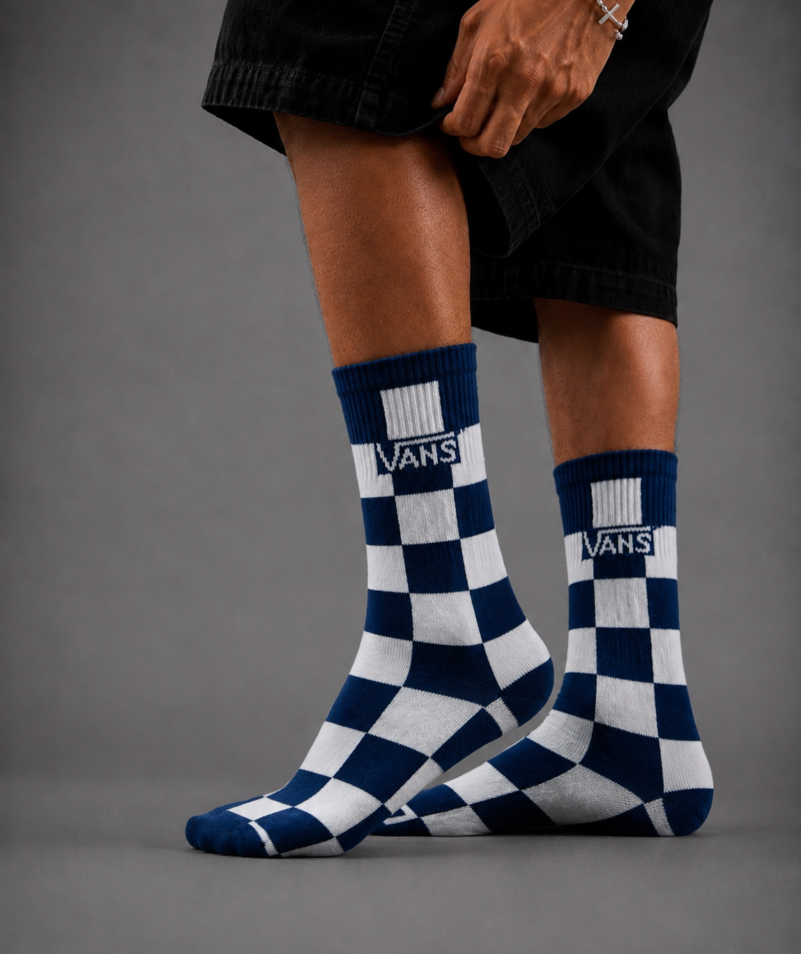 Navy Blue Checkerboard Socks