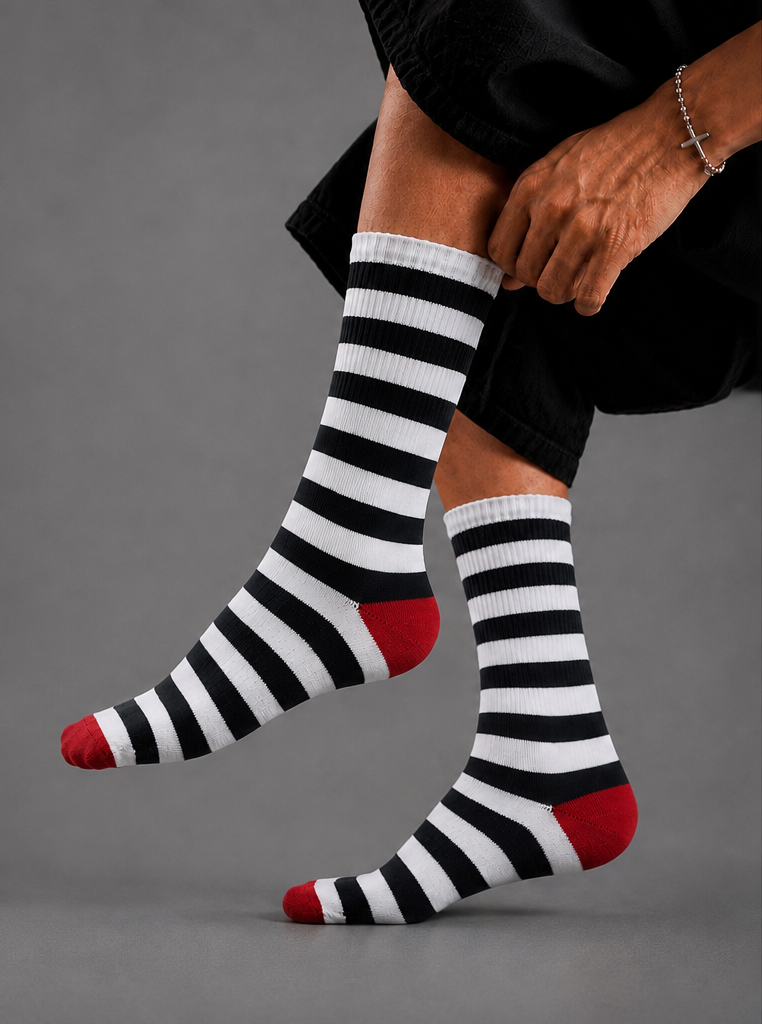 Classic Black & White Stripe Socks