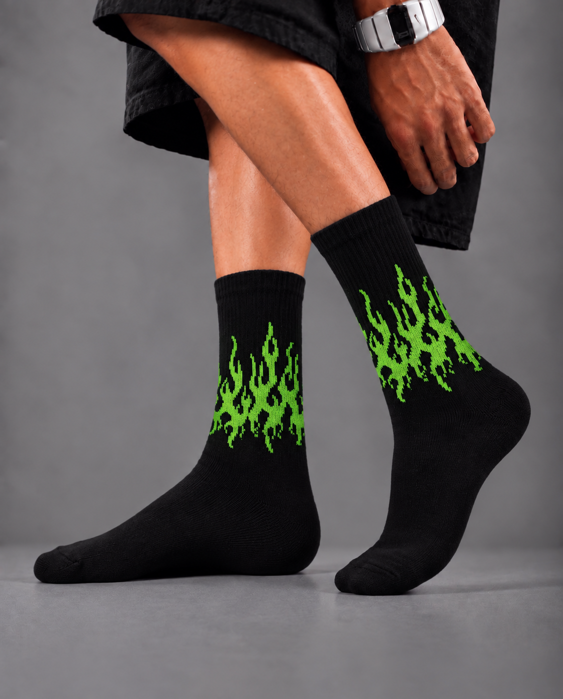 Black Green Fire edition socks