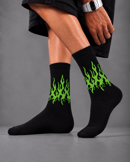 Black Green Fire edition socks