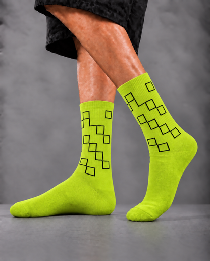 Green check Crew Socks