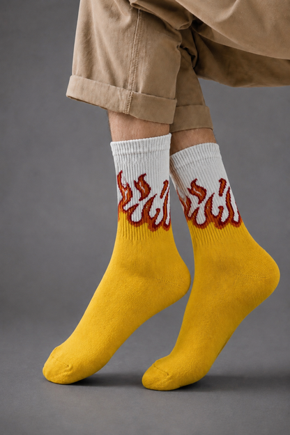 Flame Rush Yellow Socks