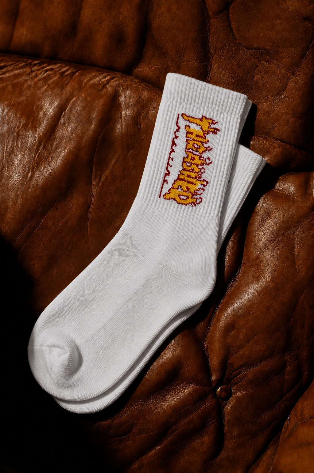 Flame Script White Socks