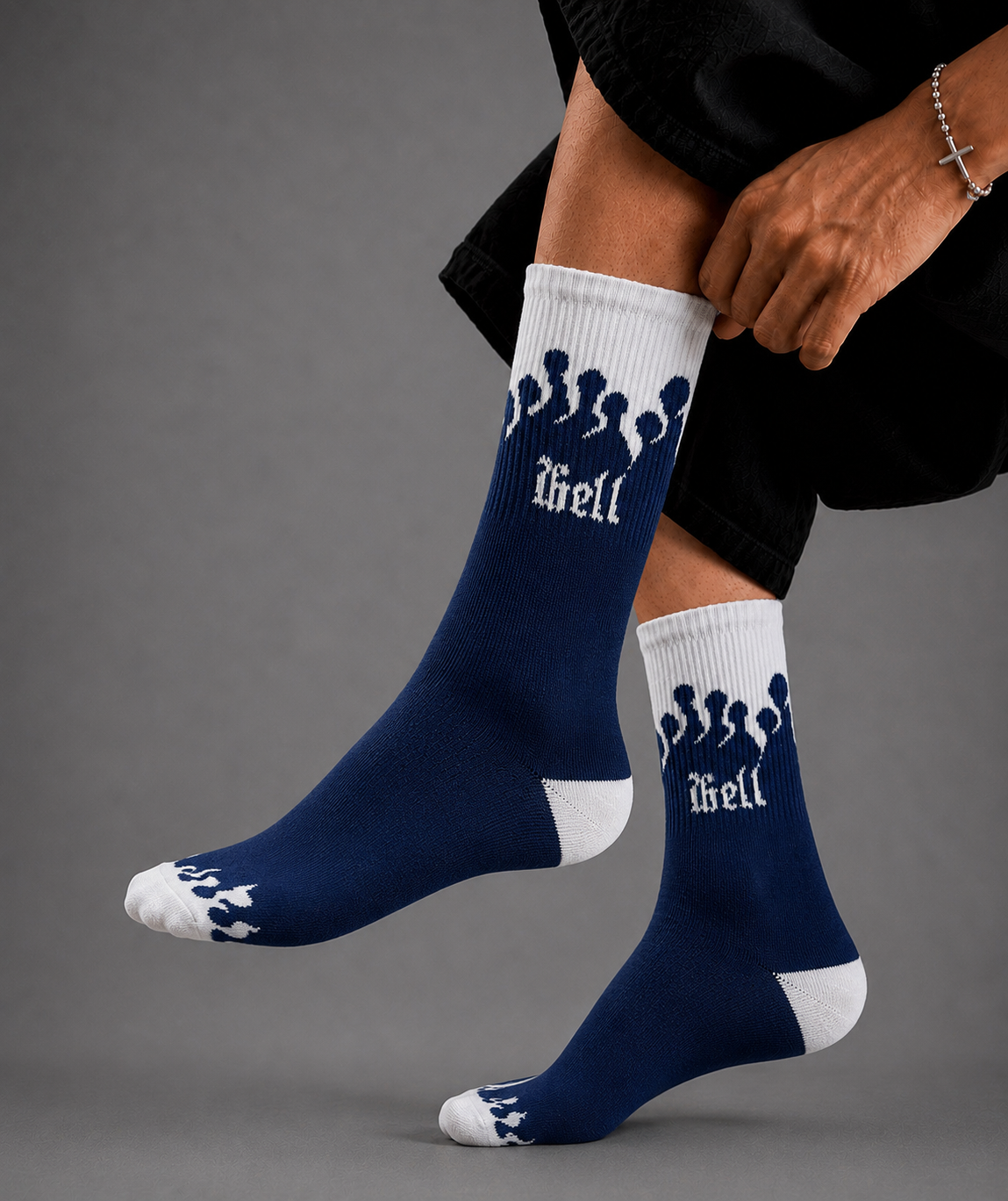 Navy Flame Graphic Socks