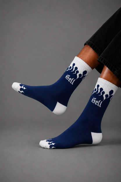 Navy Flame Graphic Socks