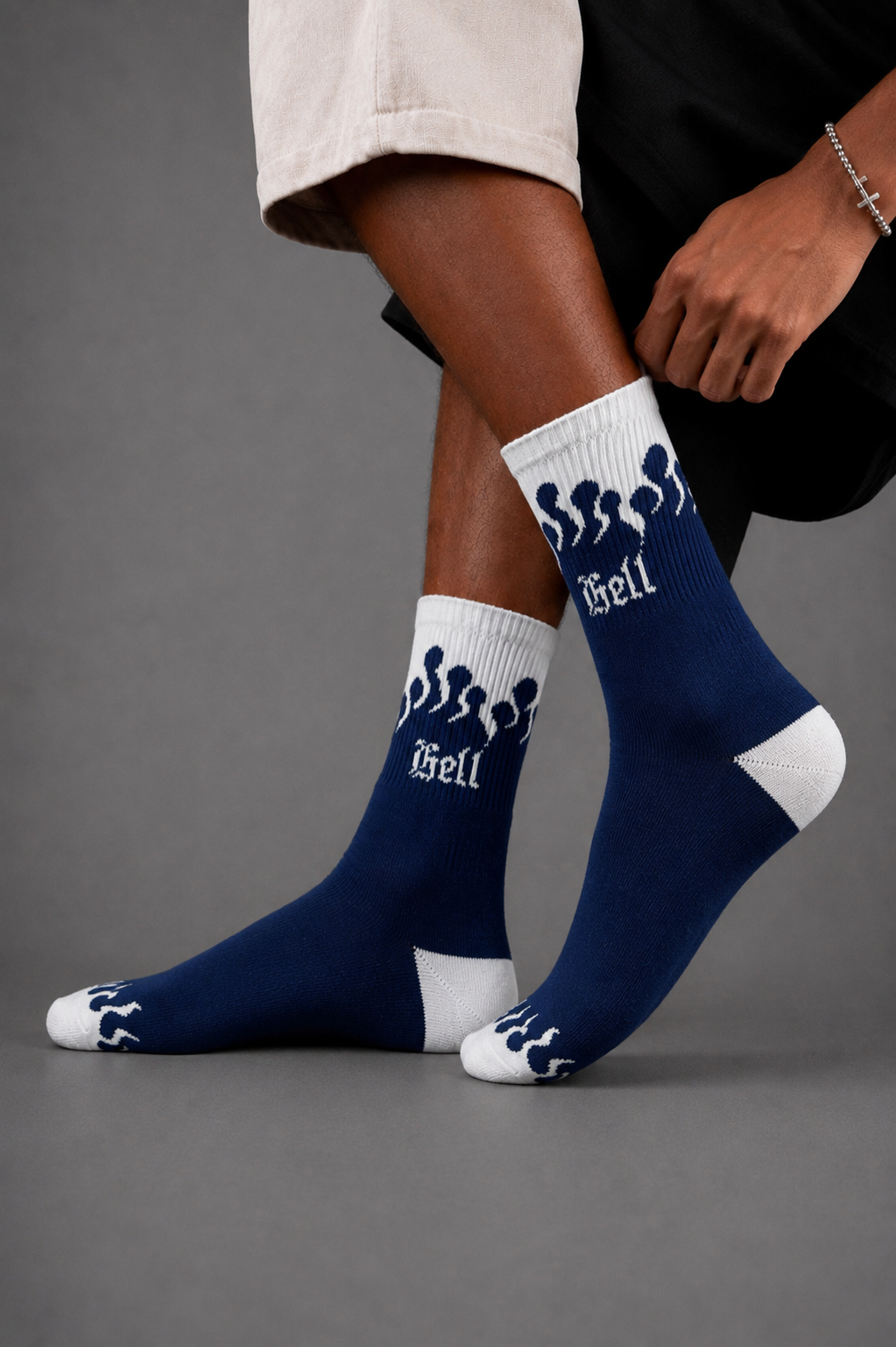 Navy Flame Graphic Socks