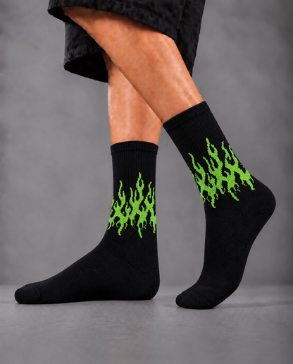 Black Green Fire edition socks