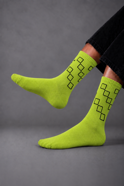 Green check Crew Socks