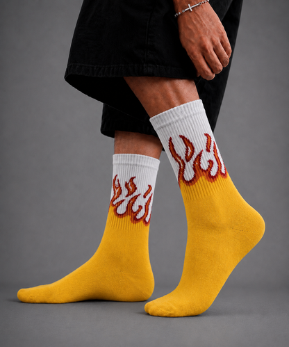 Flame Rush Yellow Socks