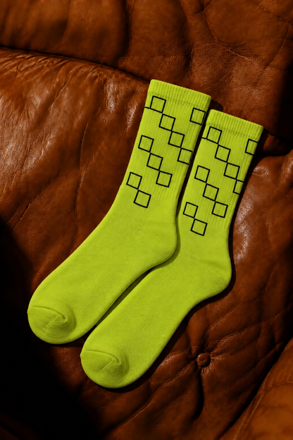 Green check Crew Socks