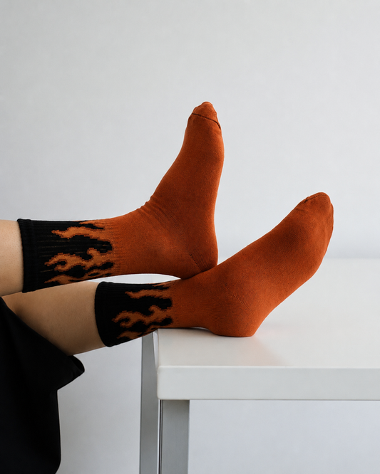 Premium Flame Pattern Crew Socks