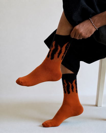 Premium Flame Pattern Crew Socks