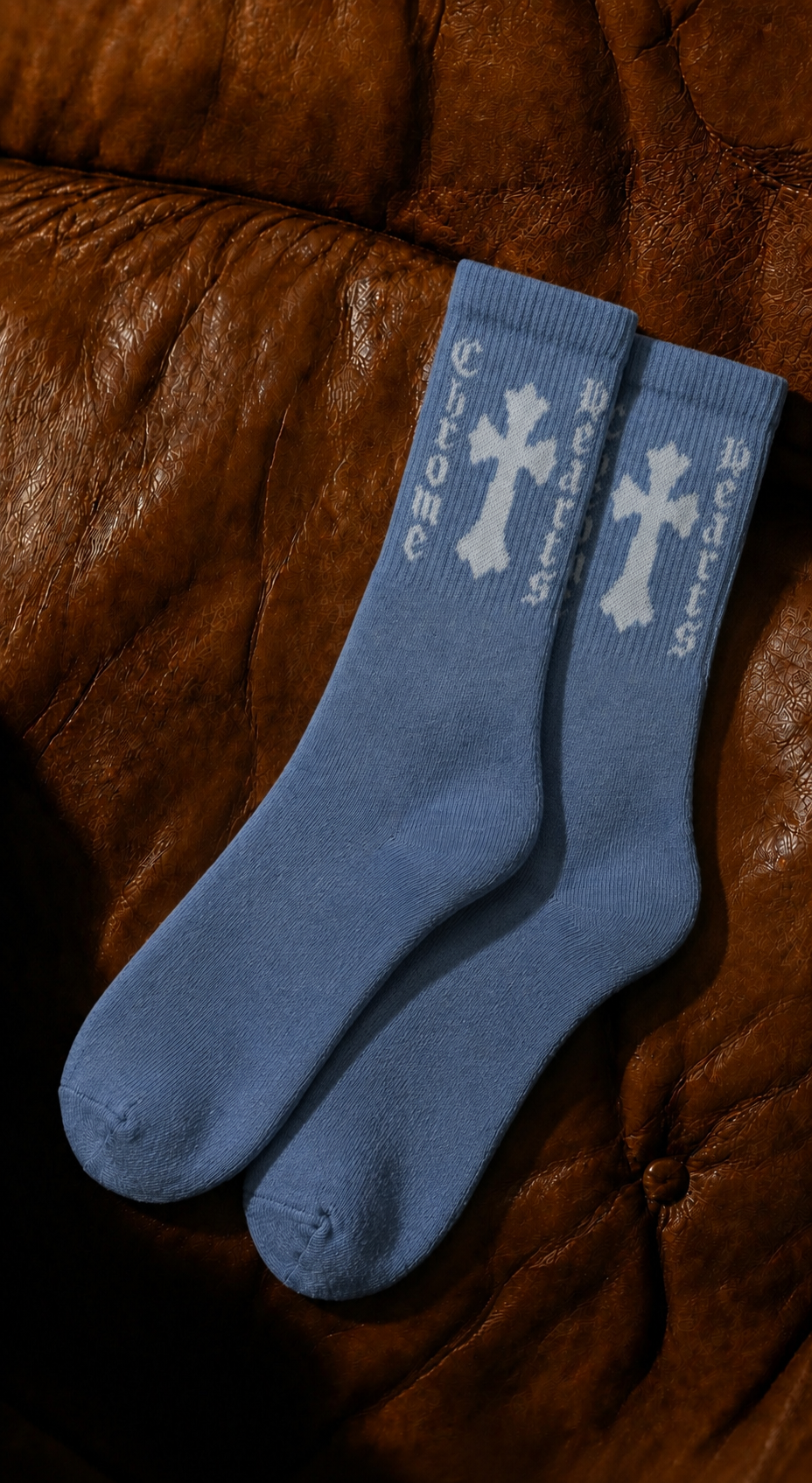 Sky Blue Cross Crew Socks