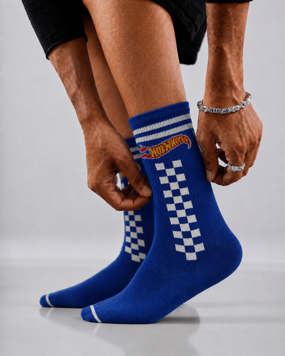 Royal Blue Racing Crew Socks