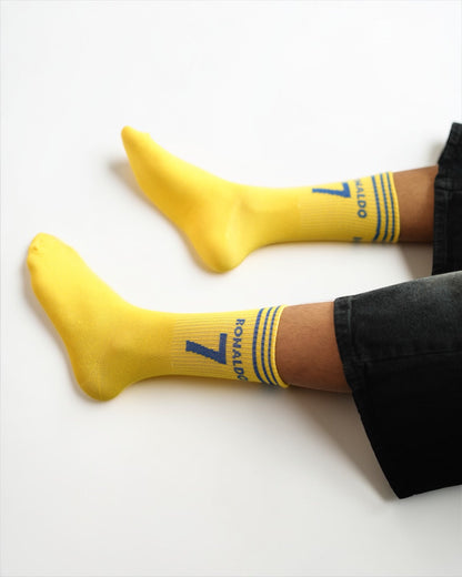 Ronaldo No. 7 Premium Crew Socks – Yellow
