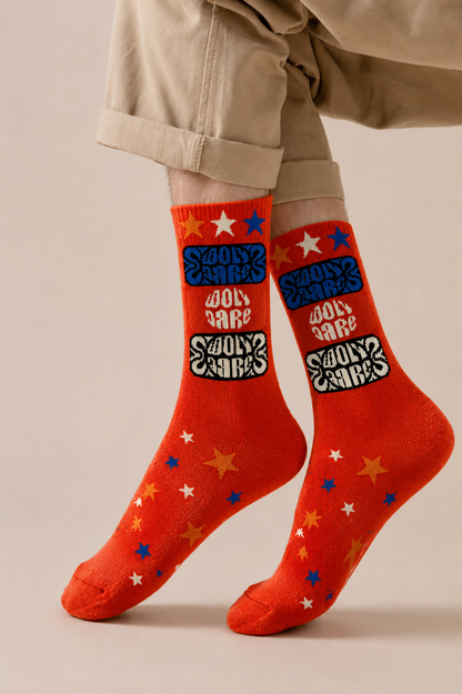 Orange Graphic Crew Socks | Premium Cotton Streetwear Socks