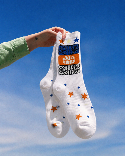 White Star Graphic Crew Socks | Premium Cotton