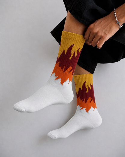 Sunset Blaze Crew Socks | Premium Cotton