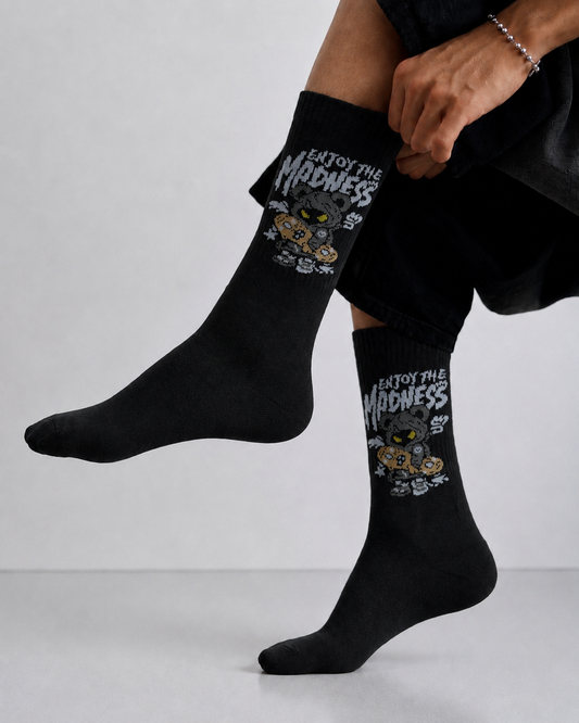 Black Graphic Crew Socks | Premium Streetwear