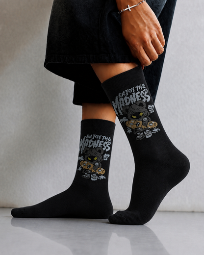 Black Graphic Crew Socks | Premium Streetwear