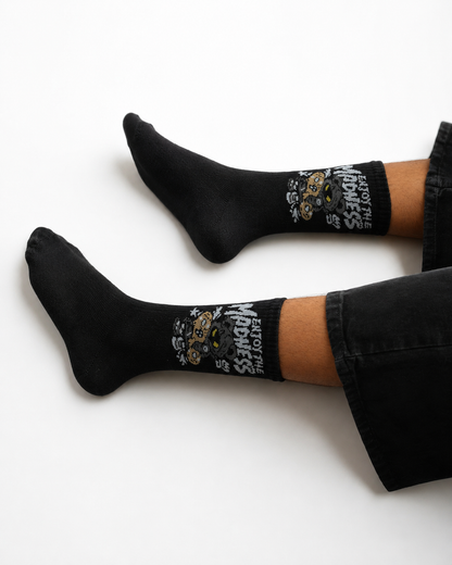 Black Graphic Crew Socks | Premium Streetwear