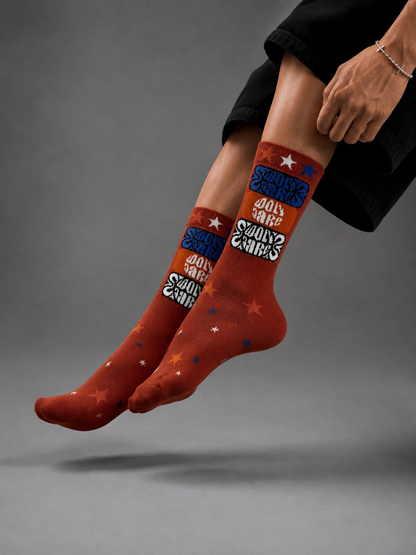 Vintage Graphic Crew Socks | Soft Cotton