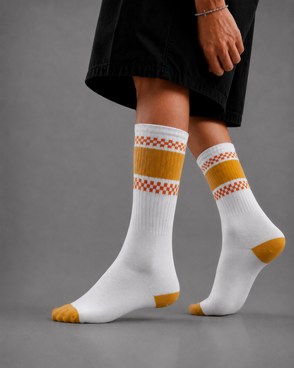 Vans orange Checkerboard Socks - white