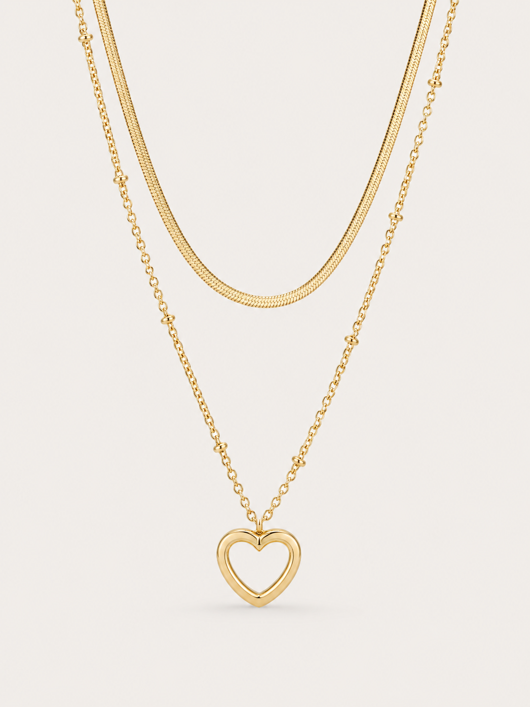 Open Heart Layered Necklace